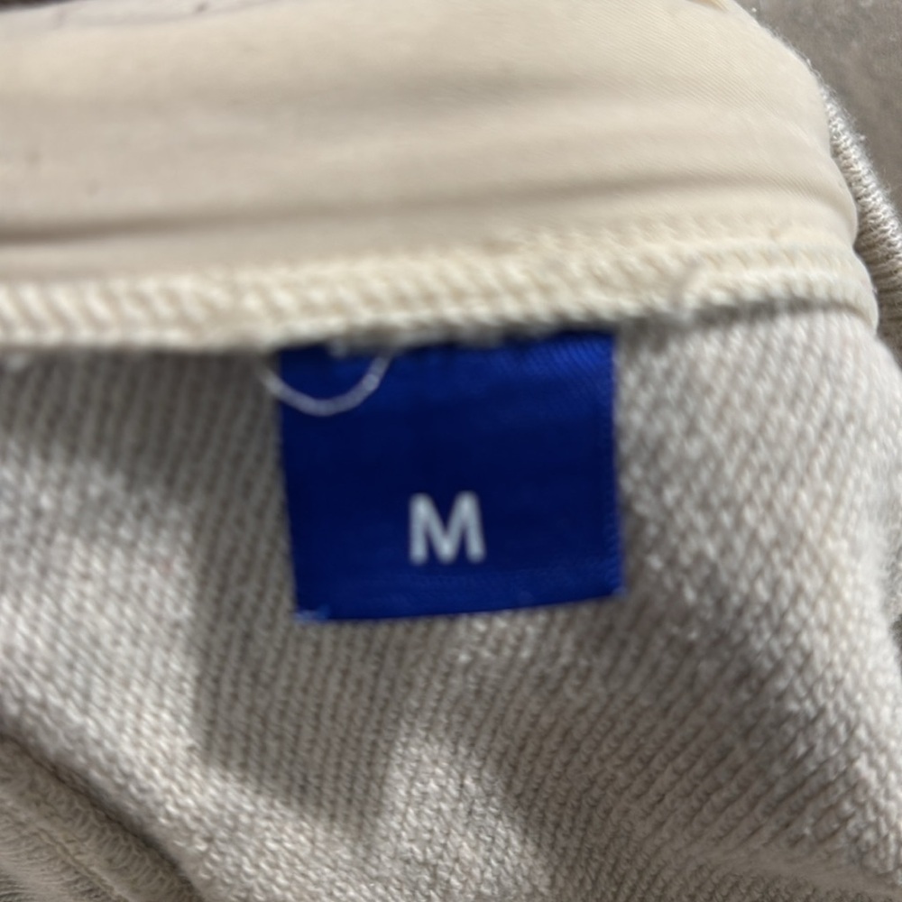 KIT and ACE Sz M Light Heather Gray Sweatshirt Striped Cuffs Zipper Pockets Crew - Picture 9 of 10